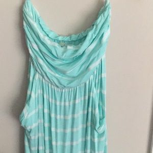 Light green and white striped maxi dress